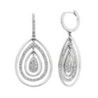 Diamond Essence Sterling Silver Crystal Teardrop Earrings, Women's