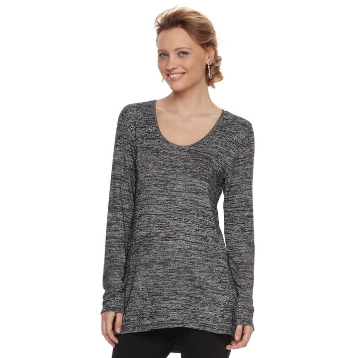 Women's Apt. 9&reg; Marled High-low Tunic, Size: Medium, Black