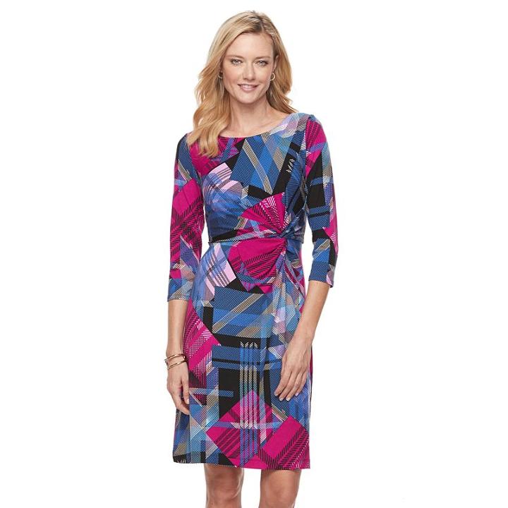 Women's Dana Buchman Printed Knot-front Dress, Size: Xl, Lt Purple