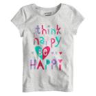 Girls 4-10 Jumping Beans&reg; Think Happy, Be Happy Glitter Graphic Tee, Size: 10, Light Grey