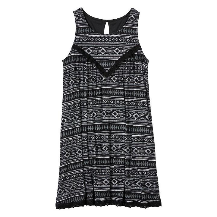 Girls 7-16 Mudd&reg; Crochet Gauze Swing Dress, Size: 16, Black