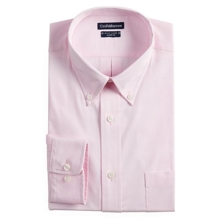 Men's Croft & Barrow&reg; Easy-care Button-down Collar Dress Shirt, Size: 18 32/3b, Pink