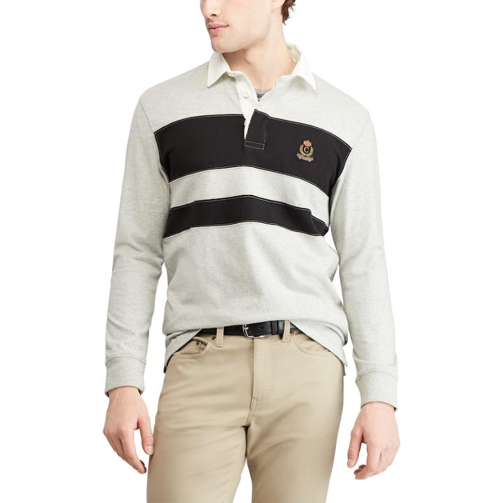 Men's Chaps Classic-fit Rugby Shirt, Size: Large, Grey