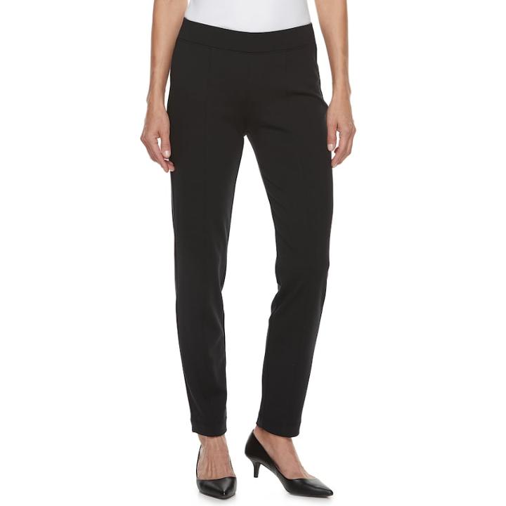 Women's Croft & Barrow&reg; Easy Care Straight-leg Ponte Pants, Size: S Long, Black