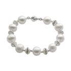 Pearlustre By Imperial Freshwater Cultured Pearl And Crystal Sterling Silver Bracelet, Women's, White