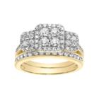 Lovemark 10k Gold 7/8 Carat T.w. Square Cluster Engagement Ring Set, Women's, Size: 8.50, White