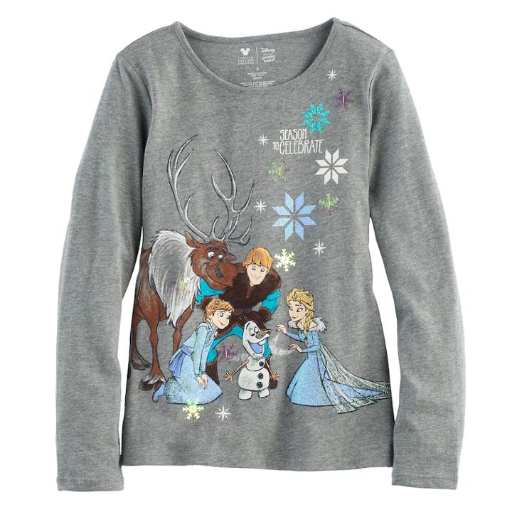 Disney's Frozen Anna, Elsa & Olaf Girls 4-7 Glittery Graphic Tee By Jumping Beans&reg;, Size: 6x, Med Grey