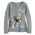 Disney's Frozen Anna, Elsa & Olaf Girls 4-7 Glittery Graphic Tee By Jumping Beans&reg;, Size: 6x, Med Grey
