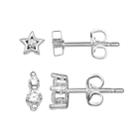 Primrose Sterling Silver Cubic Zirconia Star Stud & Drop Earring Set, Women's, White