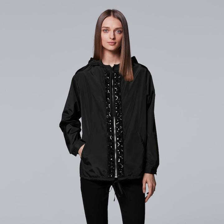 Petite Simply Vera Vera Wang 10th Anniversary Windbreaker Jacket, Women's, Size: S Petite, Black