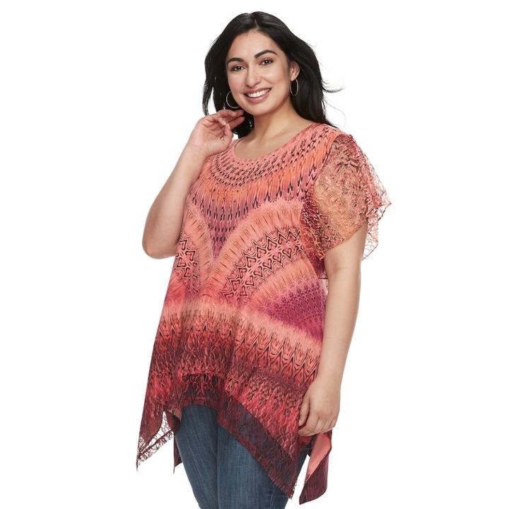 Plus Size World Unity Flutter Sleeve Sharkbite Top, Women's, Size: 1xl, Orange