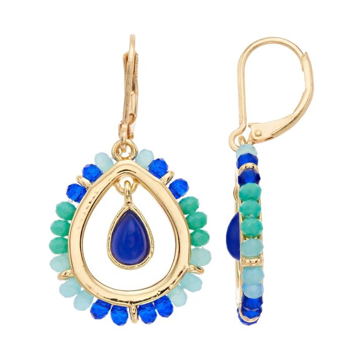 Napier Beaded Teardrop Earrings, Women's, Med Blue