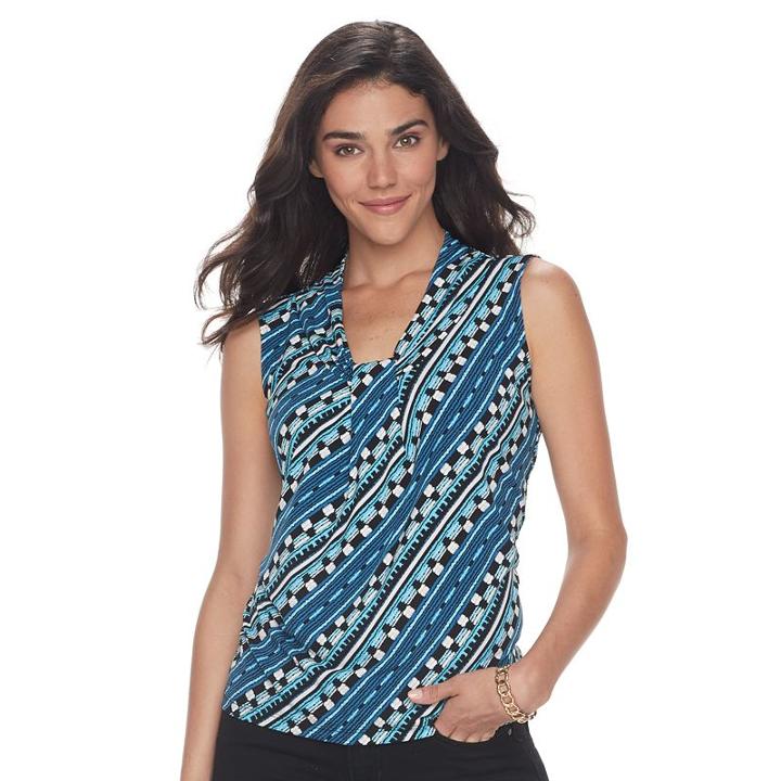 Petite Dana Buchman Sleeveless Knotted V-neck Top, Women's, Size: L Petite, Brt Blue