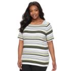 Plus Size Croft & Barrow&reg; Print Button-hem Squareneck Top, Women's, Size: 3xl, Light Grey