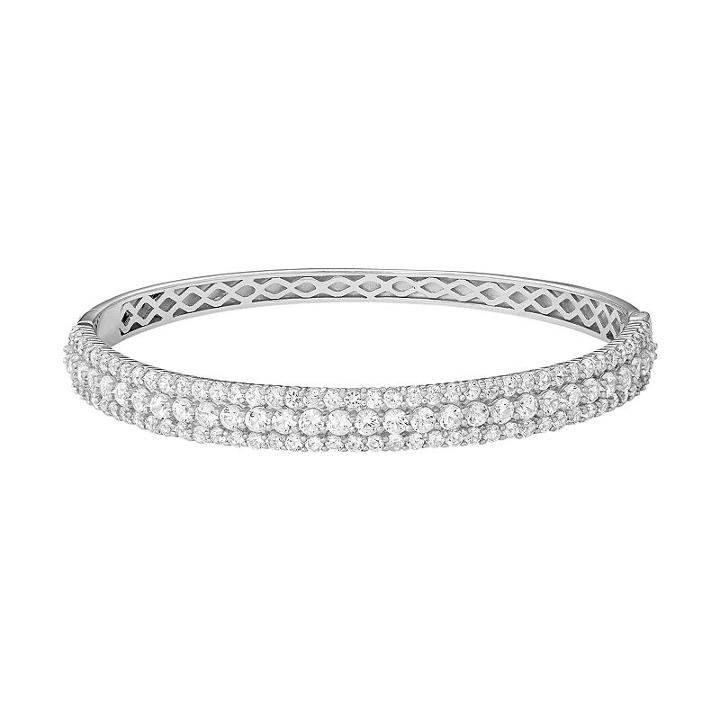 Sterling Silver Lab-created White Sapphire Bangle Bracelet, Women's, Size: 7.25