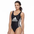 Women's Adidas Core Solid Logo One-piece Swimsuit, Size: Xl, Black