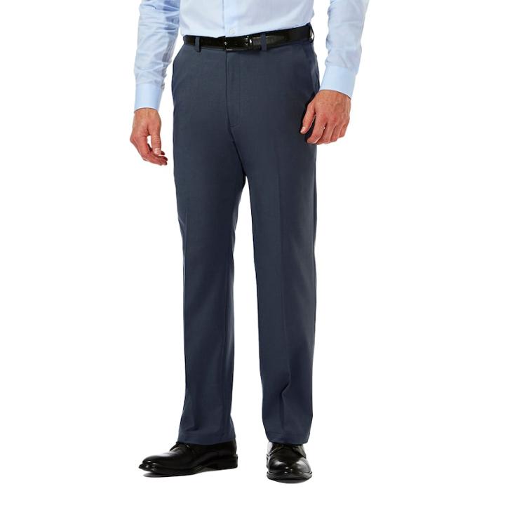 Big & Tall Haggar&reg; Cool 18&reg; Pro Wrinkle-free Flat-front Expandable Waist Pants, Men's, Size: 54x30, Blue (navy)