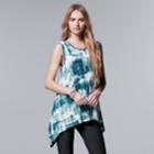 Women's Simply Vera Vera Wang Print Handkerchief Tank, Size: Xs, Blue (navy)