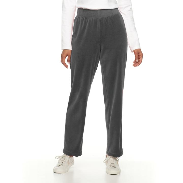 Women's Croft & Barrow&reg; Pull-on Velour Pant, Size: Xl, Dark Grey