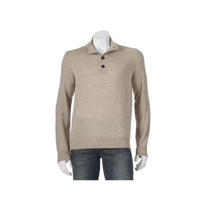 Men's Apt. 9&reg; Modern-fit Solid Merino Mockneck Sweater, Size: Xxl, Med Beige