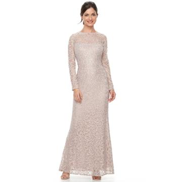 Women's Helene Blake Sequin Lace Evening Dress, Size: 4, Lt Brown