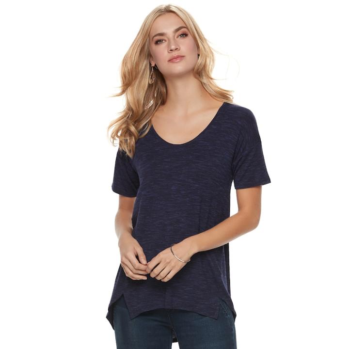 Women's Apt. 9&reg; Vented High-low Tee, Size: Large, Dark Blue