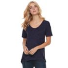 Women's Apt. 9&reg; Vented High-low Tee, Size: Large, Dark Blue