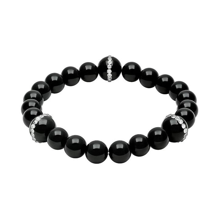 Onyx And Crystal Stretch Bracelet, Women's, Black
