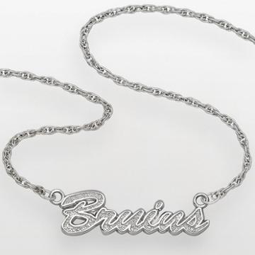 Logoart Boston Bruins Sterling Silver Script Necklace, Women's, Grey