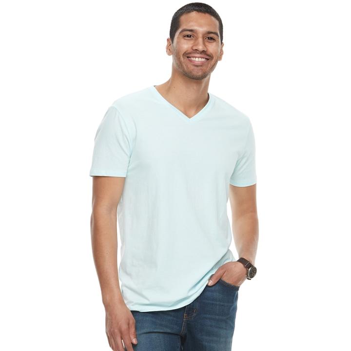 Men's Apt. 9 Solid V-neck Tee, Size: Xxl, Light Blue