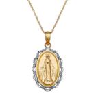 Everlasting Gold Two Tone 10k Gold Virgin Mary Pendant Necklace, Women's