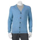 Men's Apt. 9&reg; Modern-fit Marled Merino Cardigan Sweater, Size: Large, Med Blue