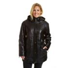 Plus Size Excelled Hooded Leather Parka, Women's, Size: 2xl, Black