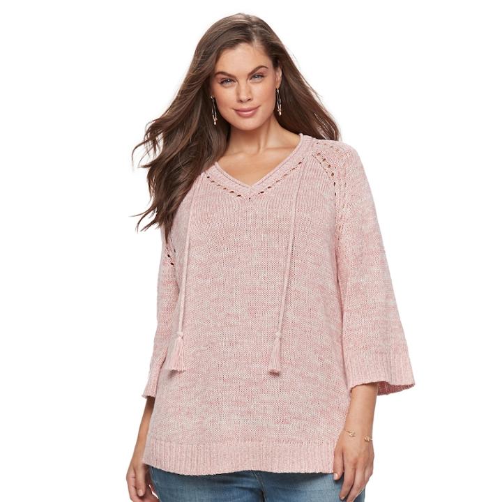 Plus Size Sonoma Goods For Life&trade; Pointelle Sweater, Women's, Size: 2xl, Lt Orange