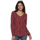 Petite Sonoma Goods For Life&trade; Essential V-neck Tee, Women's, Size: M Petite, Dark Red