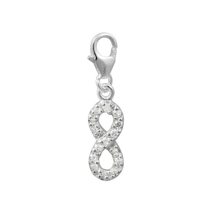 Cubic Zirconia Sterling Silver Infinity Charm, Women's, Grey