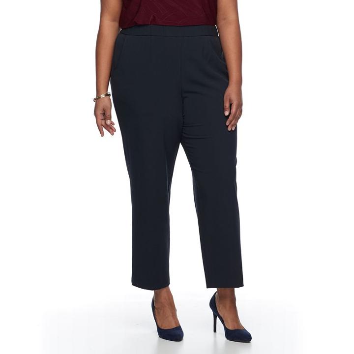 Plus Size Croft & Barrow&reg; Polished Pull-on Pants, Women's, Size: 16 W, Blue (navy)