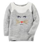 Girls 4-8 Carter's Animal Face Sweater, Girl's, Size: 7, Light Grey
