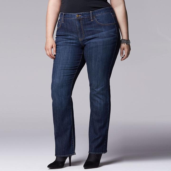 Plus Size Simply Vera Vera Wang Modern Fit Bootcut Jeans, Women's, Size: 20w T/l, Med Blue