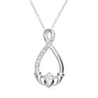 Sterling Silver 1/10-ct. T.w. Diamond Claddagh Pendant, Women's, Size: 18, White