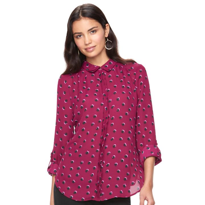 Women's Elle&trade; Chiffon Blouse, Size: Large, Purple Oth