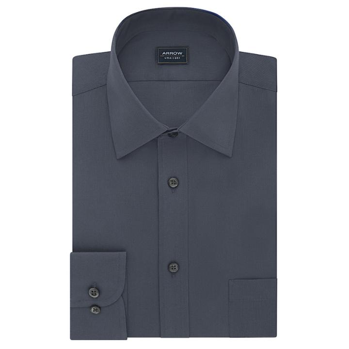 Men's Arrow Slim-fit Dress Shirt, Size: L-36/37, Dark Grey