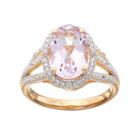 14k Gold Over Silver Rose De France Amethyst & Lab-created White Sapphire Halo Ring, Women's, Size: 7, Pink
