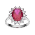 Sophie Miller Sterling Silver Lab-created Ruby & Cubic Zirconia Halo Ring, Women's, Size: 6, Red