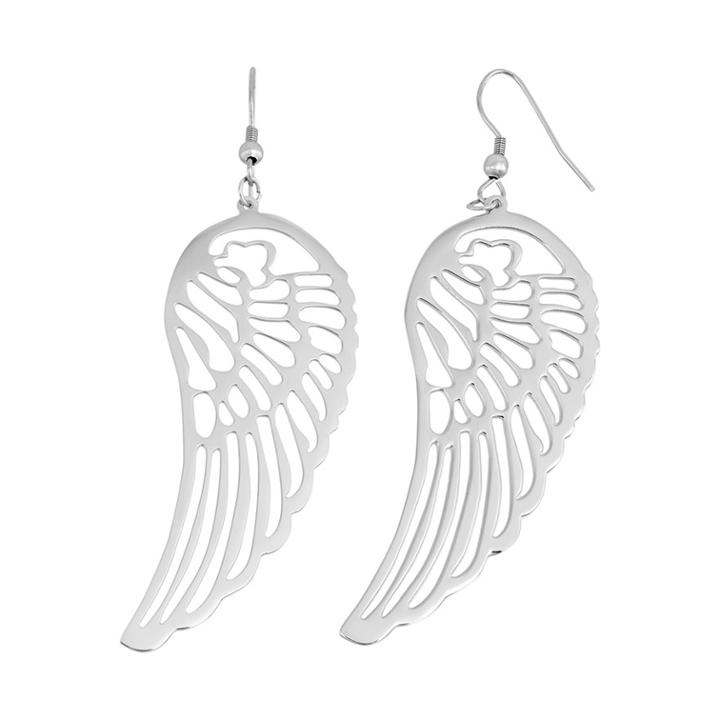 Journee Collection Stainless Steel Wing Drop Earrings, Women's, Grey