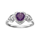 Love Is Forever Sterling Silver Amethyst & Diamond Accent Heart Halo Ring, Women's, Size: 7, Purple