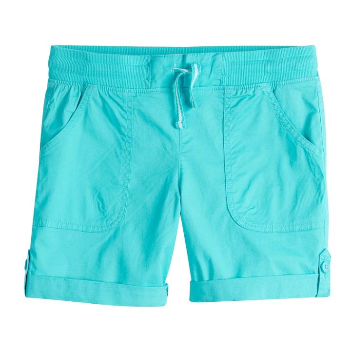 Girls 7-16 & Plus Size So&reg; Rolled Cuff Cargo Bermuda Shorts, Size: 7, Turquoise/blue (turq/aqua)