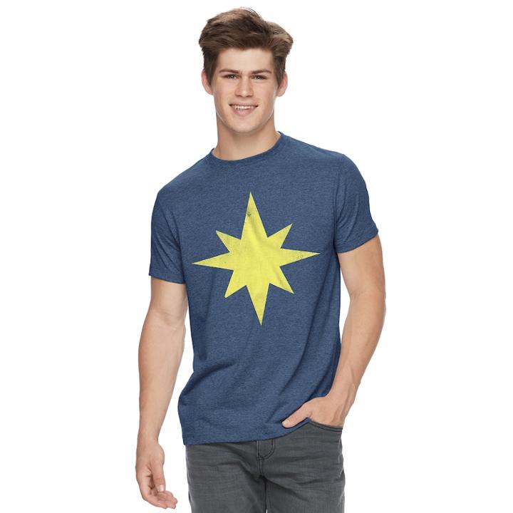 Men's Captain Marvel Tee, Size: Small, Blue