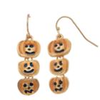 Gold Tone Nickel Free Triple Pumpkin Drop Earrings, Women's, Multicolor
