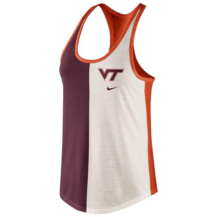 Women's Nike Virginia Tech Hokies Divide Racerback Tank Top, Size: Xl, Natural